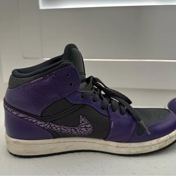 Nike Air Jordan 1 Mid Purple Black Elephant Swoosh Women’s 7.5 - Image 11