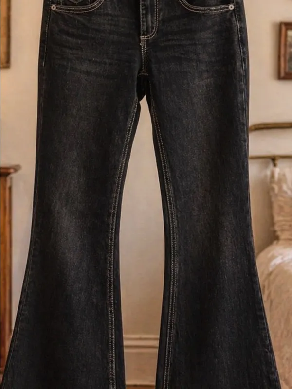 Garage Low Rise Flare Jeans Size 24 / 0 Y2K Black Wash Bootcut Vintage Style - Image 5