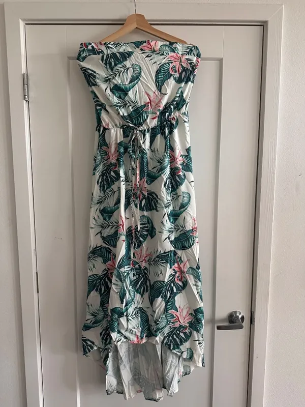 Tropical Strapless High/Low Dress - Image 3
