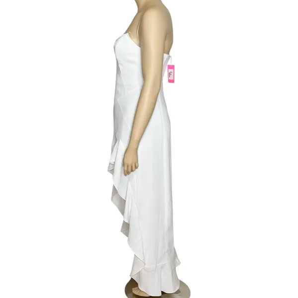 AMANDA UPRICHARD Symone Asymmetric Ruffle Maxi Dress, Ivory, XL - Image 9