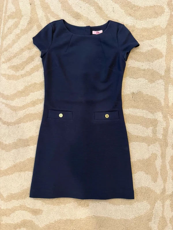Lilly Pulitzer Layton Navy Ribbed Shift Mini Dress Size XXS - Image 4