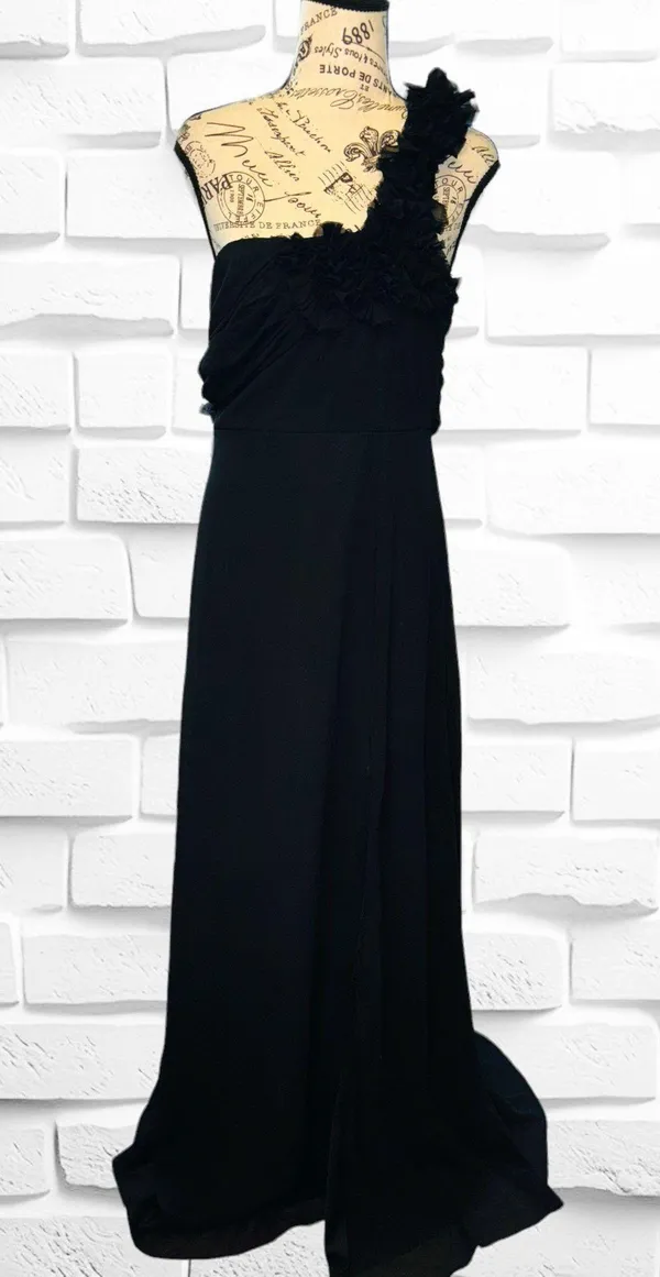 Lulu’s Women’s Size Large Elegant Invite Black Ruffled One-Shoulder Maxi Dress - Image 3