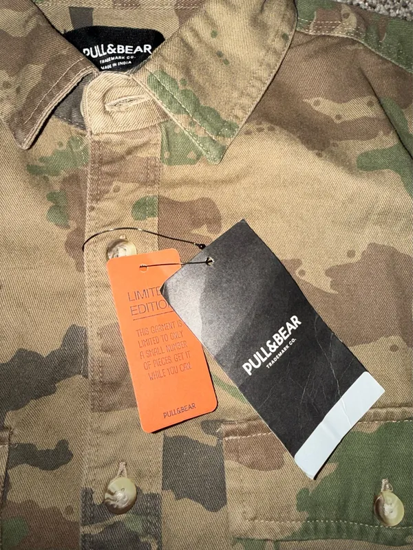 Pull&Bear Limited Edition Camouflage Embroidered Graphic Button-Down Shirt - Image 2