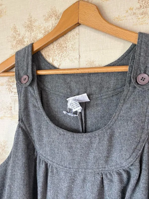 Vintage 70s 80s Miss Joni Grey Wool Blend Pinafore Jumper Dress XL XXL - Image 7