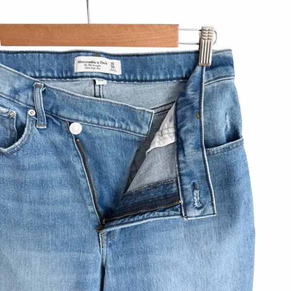 Abercrombie & Fitch The 90s Straight Ultra High Rise Criss Cross Jeans Size 30 - Image 9