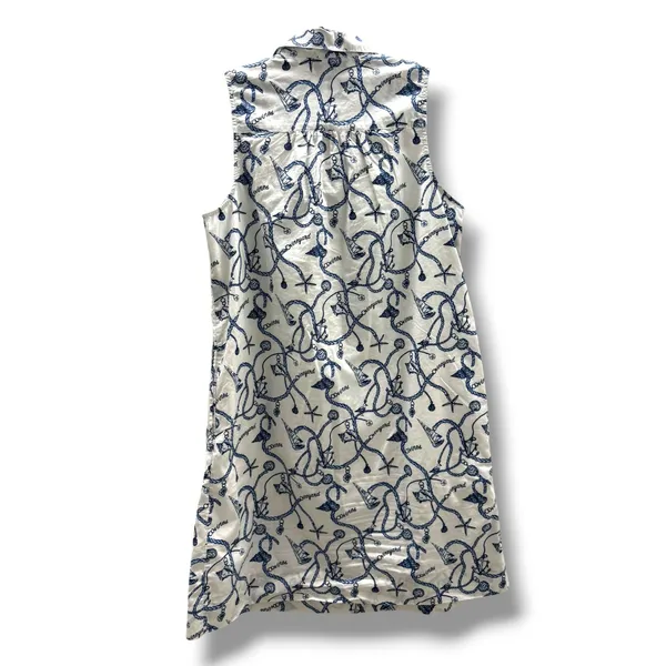 Vineyard Vines Womens White Navy Nautical Rope Shell Print Shift Dress XS‎ - Image 3