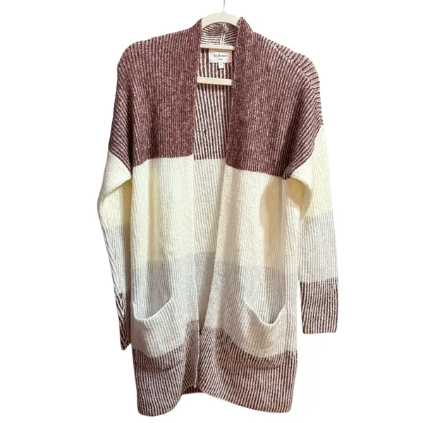 Bohme Multicolor Colorblock Knit Open Cardigan‎ sz M w/ pockets - Image 6
