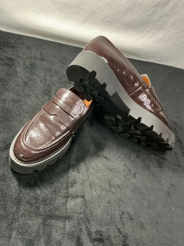 Franco Sarto Brown Patent Leather Lug Sole Penny Loafers Size 9.5M - Image 3