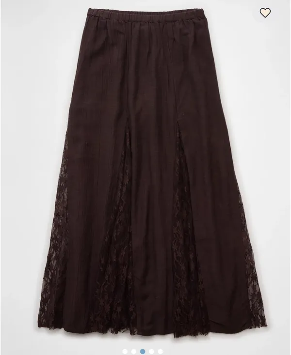 american eagle brown high waisted lace detail maxi skirt - Image 3