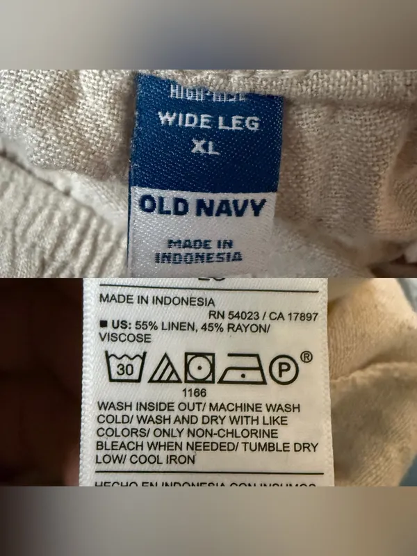 Old Navy Womens Pants Oatmeal Beige High Rise Wide Leg Linen Blend Size XL - Image 10