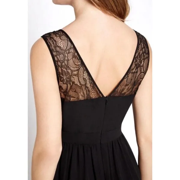 BCBGeneration Black Lace Insert Trim Wedding Guest Maxi Evening Gown Dress Sz‎ 8 - Image 3