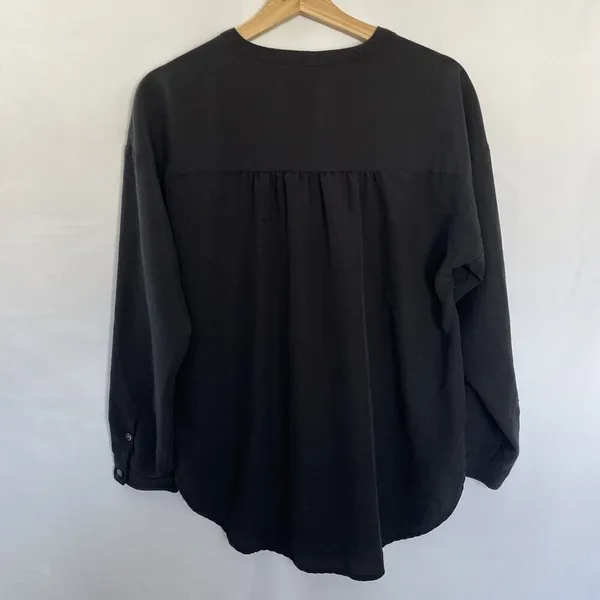 Madewell‎ Womens Black Long Sleeve V-Neck Blouse Medium Polyester & Modal Blend - Image 6