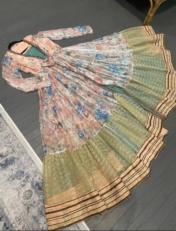 Indian pakistani double part plunge strappy maxi dress - Image 2