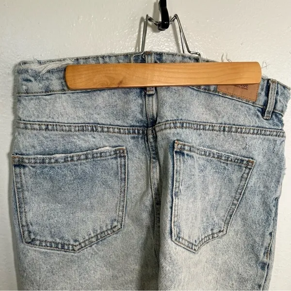 Zara Trafaluc Women's Sz Small Cut Off Denim Mini Skirt Light Acid Wash Distress - Image 11
