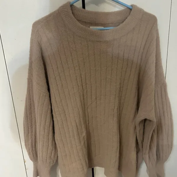 Aerie Soft Brown Ribbed Crew Neck Sweater - Image 4
