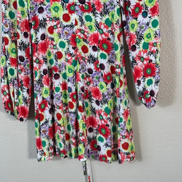 AFRM Red Green Floral Mini Dress Womens S Boho Spring Colorful Flirty Night Out - Image 3