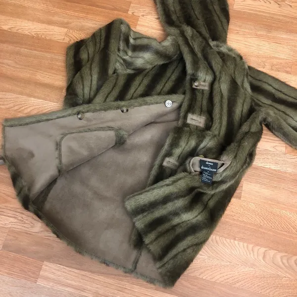 Dennis Basso Coat Reversible Faux Suede Fur Mink Brown Hooded - Image 15