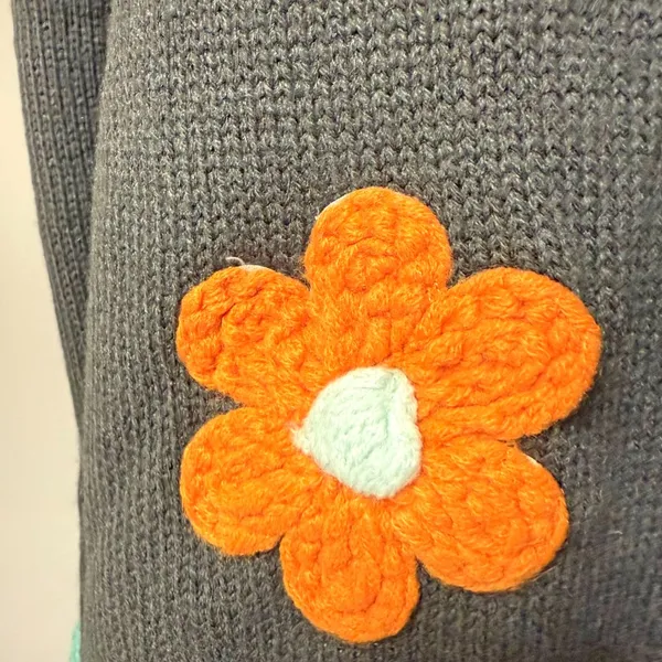 J.Nna Floral Embroidered Cardigan Gray Size L - Image 4