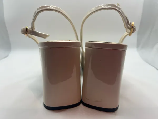 Zara Womens Cream Slingback Block Heels Square Toe Minimalist Chic Size 7 Mod - Image 11