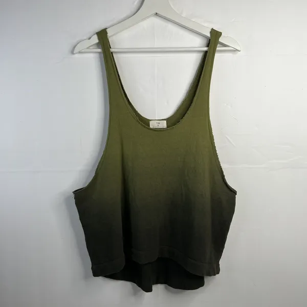t.la Size S Tank Top Ombre Olive Green French Terry Raw Edge Anthropologie - Image 5