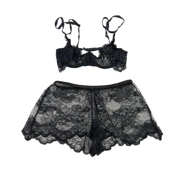 Gooseberry Intimates - Dainty Bra & You Shorts in Black - Image 2