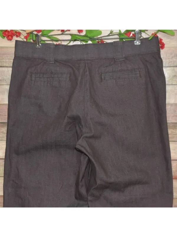 Lee No Gap Waistband Pants Womens 16 M Brown Straight Leg Stretch Cotton Trouser - Image 5