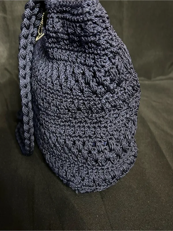 Lina Women’s Navy Crochet Shoulder Bag Butterfly Interior - Image 10