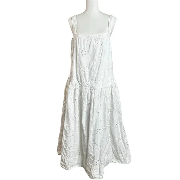 Free People Ethereal Cottage Primavera Lace Eyelet Midi Dress White Size Small - Image 11