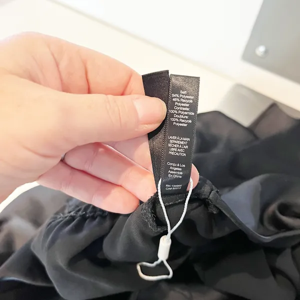 For Love & Lemons Satin Tulle Trim Cutout Mini Slip Dress Black Medium - Image 6