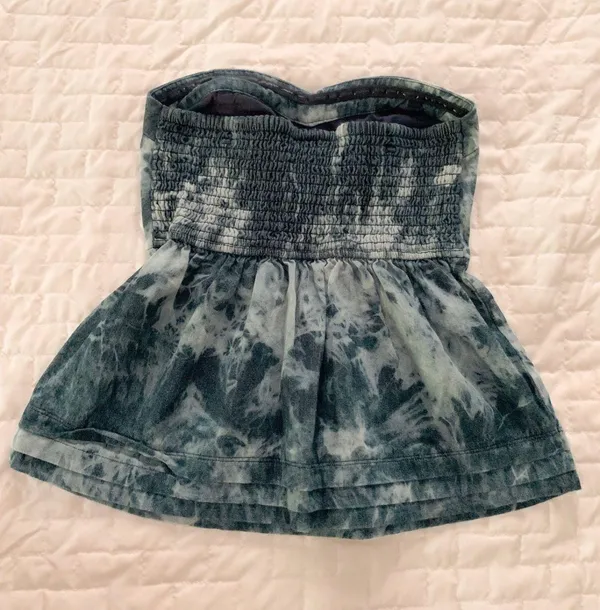 L’amour Blue Tie Dye Smocked Tube Top Size XS - Image 2