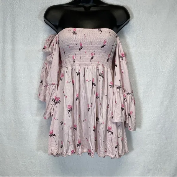 Free People Lana Off The Shoulder Floral Top in Cloud Berry Combo‎ Size S - Image 4