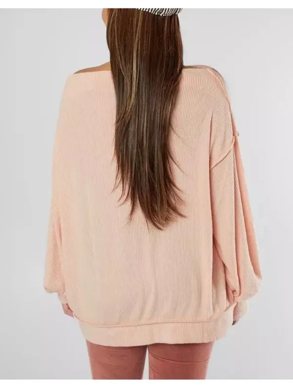 Free People We The Free Main Squeeze Hacci Balloon Sleeve Shirt Peach Slouchy Lg - Image 7