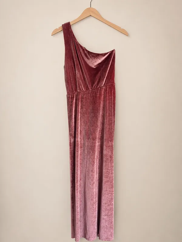 Baltic Born Tatiana Velvet One Shoulder Maxi Dress Desert Rose Size S - Image 3