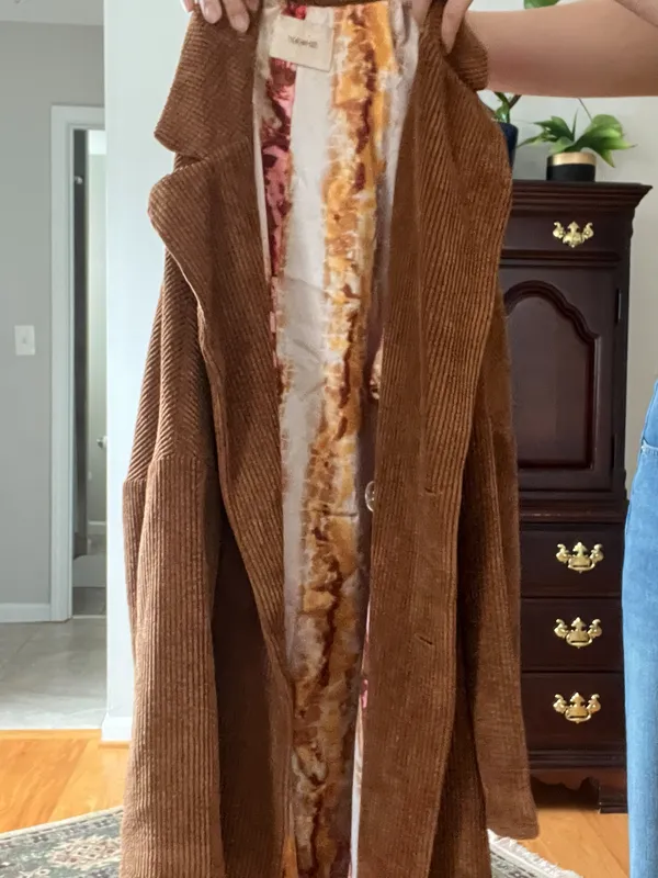 Brown Velvet Trench Coat - Image 3