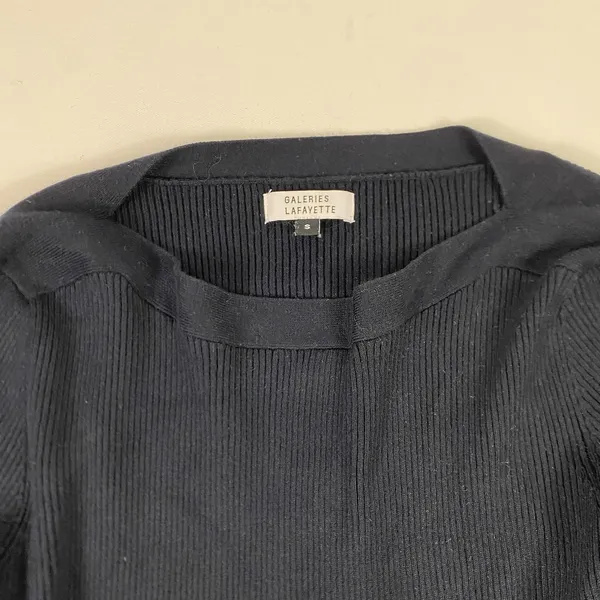 Galeries‎ Lafayette Sweater Womens Small Blue Boat Neck Ribbed Knit Pullover - Image 3