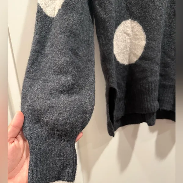 Madewell Polka Dot Wool Alpaca Blend V-Neck Sweater Size‎ M - Image 6