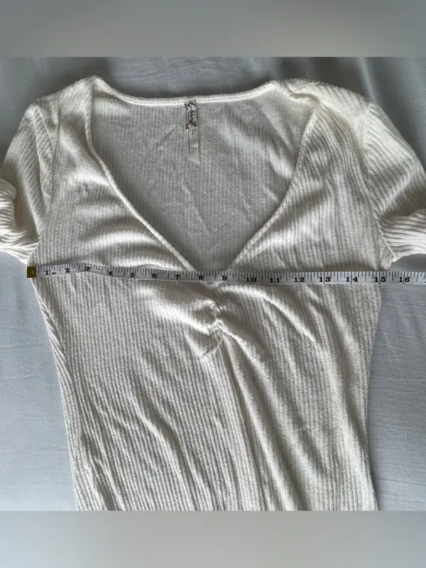 Free People Intimately Cozy Up With Me Ribbed V-Neck Bodysuit Sz L Balletcore - Image 10