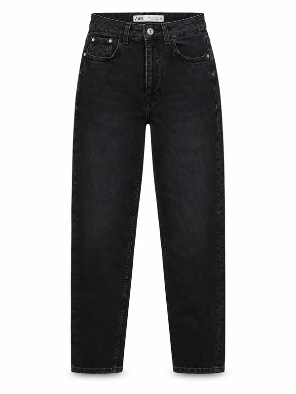 Zara High Rise Black Mom Jeans Women 4 EUR 36 Tapered Leg - Image 2