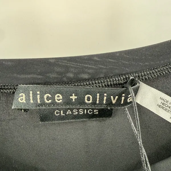Alice + Olivia Bodysuit SZ Medium Black Hottie Long Sleeve NWT Crew Sheer $275 - Image 4