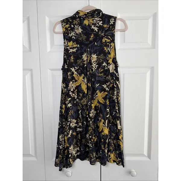 Kimchi Blue Floral Sleeveless Tunic Dress Womens Size M Navy Boho Rayon - Image 4