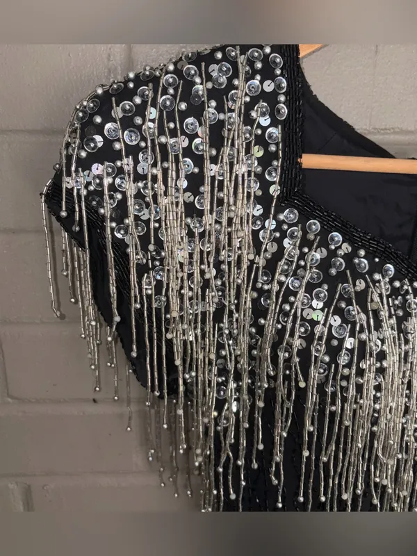 Alyce Designs Cascading Beads Formal Maxi Dress Gown 8 - Image 3