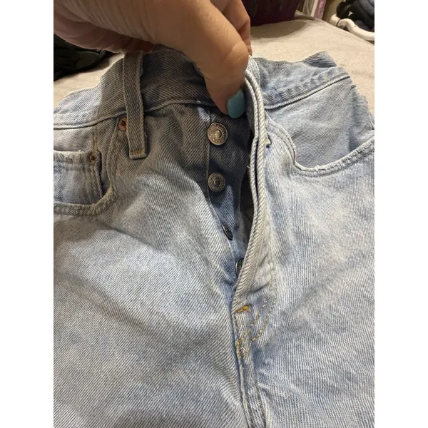 Levi's 501 Denim Shorts Womens 26 High Rise Button Fly Cut Off Light Wash #I10-1 - Image 3