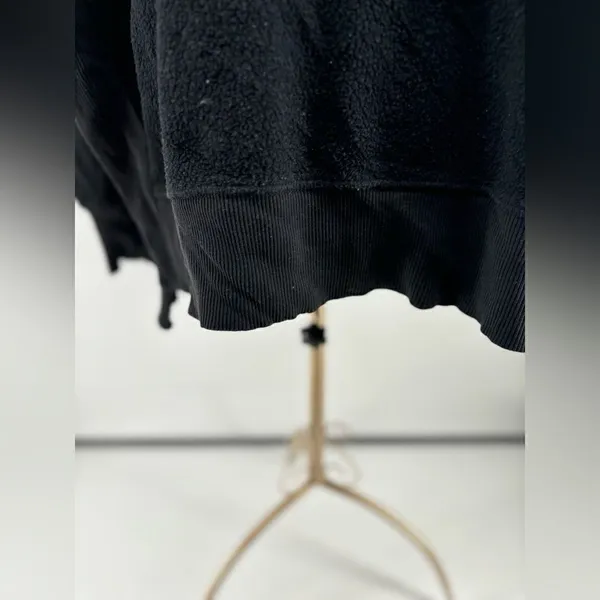 Aerie Chilled Out Brushed Fleece Sweatshirt Side Splits Small Black - Image 6