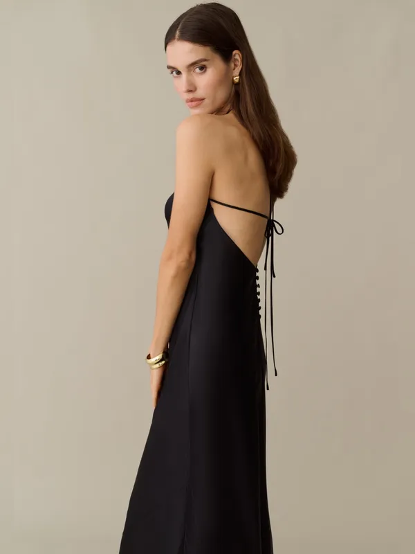 NWT Few Moda Vida Silk Dress size Small S Black halter Reformation Jenna kourt - Image 2