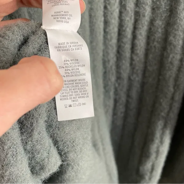 Aerie Buttercream Ribbed Oversized Sweater Green XL Soft Crewneck Pullover - Image 11