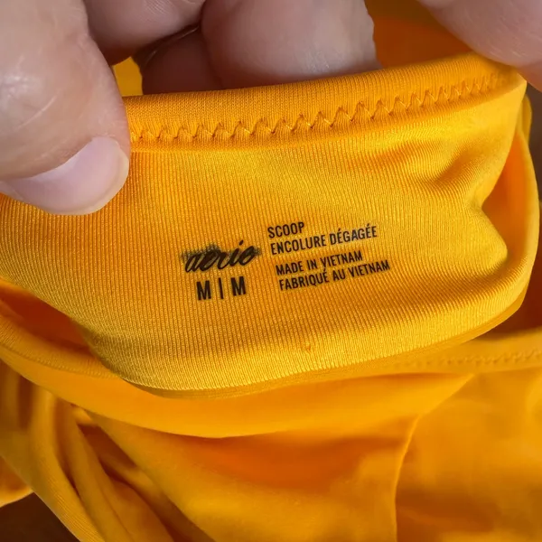 Aerie Womens Yellow Scoop Front Knot Halter Bikini‎ Top Size Medium - Image 4