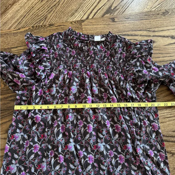 NWT Gap Medium Ruffle Shoulders sleeves Long Long Sleeve Floral High Neck Blouse - Image 6