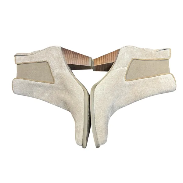 Aerosoles Booties Womens Size 6 Beige Leather Lido Ankle Cone Heel Stretch - Image 6