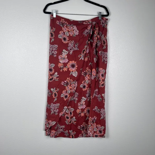 Free People Women's Sunday Sarong Floral midi Skirt Brown Sz 10 - Image 3