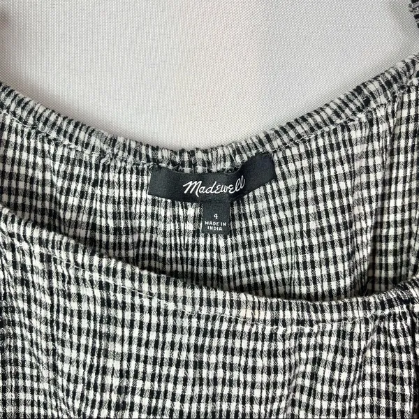 Madewell Ruffle Strap Cami‎ Black & White Gingham Plaid Tank Top 4 - Image 6